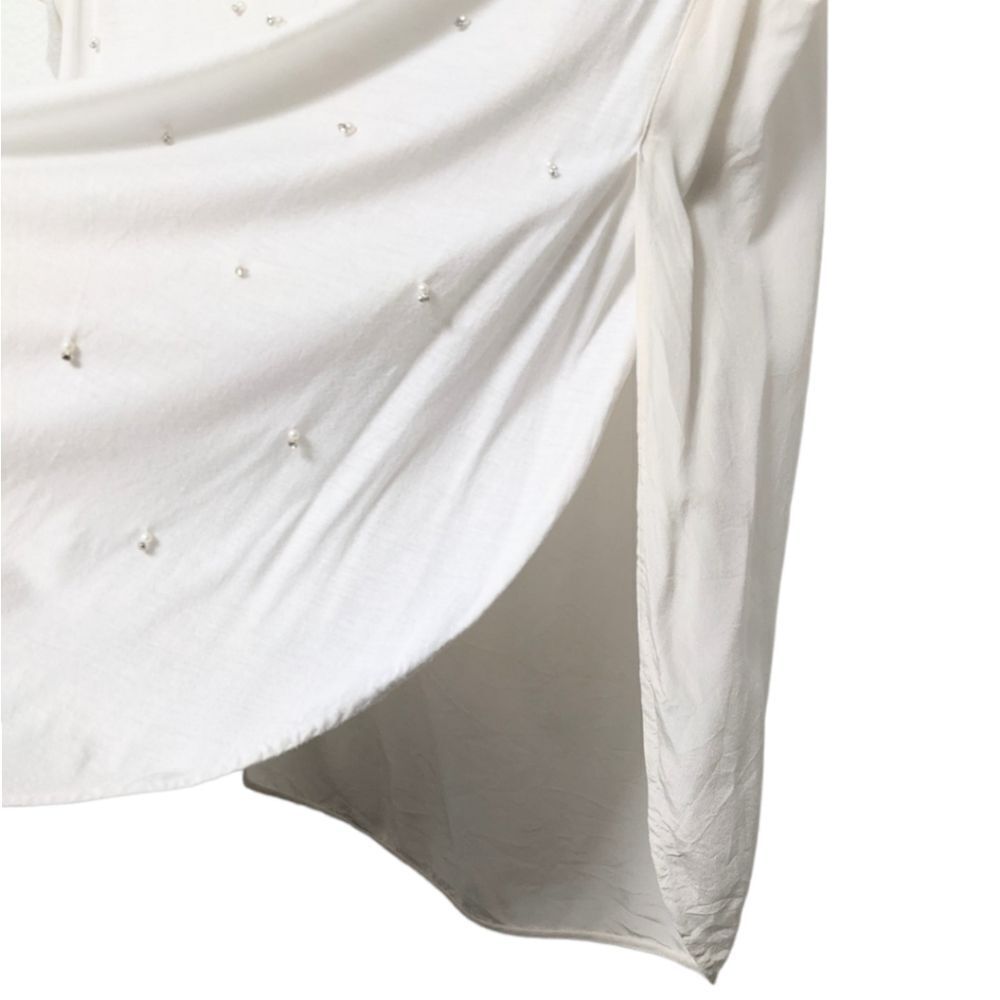 3.1 PHILLIP LIM Pearl Rhinestone Embellished Silk Shirt 8 - Picture 3 of 7